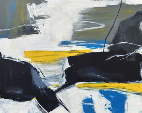 Jana Dettmer, Mountain Lake, Mischtechnik auf Leinwand