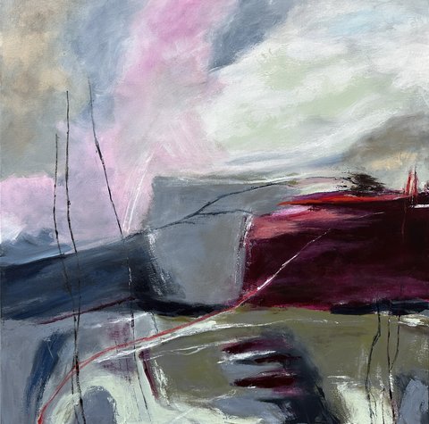 Jana Dettmer, Rosy View, Mischtechnik auf Leinwand Jana Dettmer, Rosy View, Mischtechnik auf Leinwand