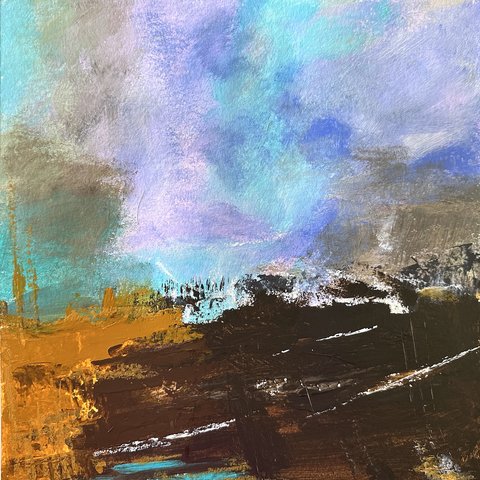 Jana Dettmer, Landscape 25.2, 30x30 cm, Mischtechnik auf Aquarellpapier, 2025 Jana Dettmer, Landscape 25.2, 30x30 cm, Mischtechnik auf Aquarellpapier, 2025