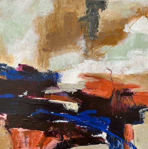 Jana Dettmer, Landscape 25.10, 30x30 cm, Mischtechnik auf Aquarellpapier, 2025 Jana Dettmer, Landscape 25.10, 30x30 cm, Mischtechnik auf Aquarellpapier, 2025