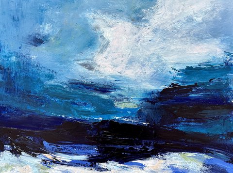 Jana Dettmer, Windy Sea, Mischtechnik auf Papier Jana Dettmer, Windy Sea, Mischtechnik auf Papier