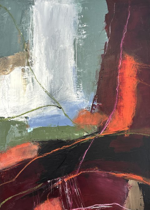 Jana Dettmer, 70x50 cm, Mischtechnik auf Leinwand, 2025 Jana Dettmer, 70x50 cm, Mischtechnik auf Leinwand, 2025
