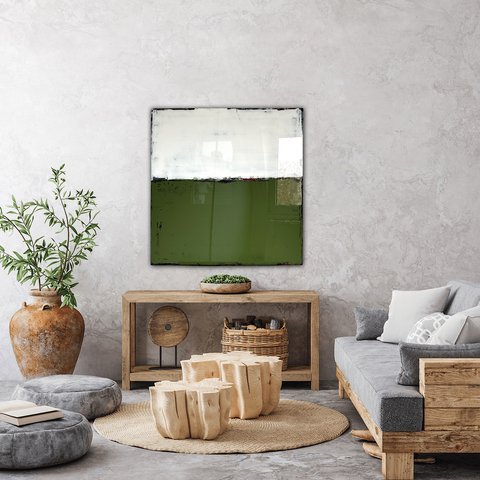 Jana Dettmer, Two Tones Series White and Green, Mischtechnik auf Holz Jana Dettmer, Two Tones Series White and Green, Mischtechnik auf Holz